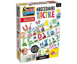 Lisciani - Abécédaire Tactile - Méthode Montessori-Jeu Educatif et Amusant - Pour Enfants de 3 à 6 Ans-Boîte Tactile - Lettres Cartonnées - Alphabet - Carton Loto-L'emballage de l'article peut varier.