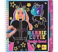 Lisciani - Barbie - Carnet de Croquis Mignon à Gratter - Livre Magique à Colorier et à Décorer - Jeu Créatif - Pages Multicolores - Pour Filles à Partir de 4 ans
