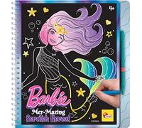 Lisciani - Barbie - Carnet de Croquis Sirène à Gratter - Livre Magique à Colorier et à Décorer - Jeu Créatif - Pages Multicolores - Pour Filles à Partir de 4 ans