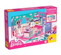 Lisciani - Barbie Creative Kitchen - Jeu de Construction Déco - Dès 4 Ans | Chambre en Carton et Formes - Autocollants et Kit Création - Créativité et Motricité Fine - Aménage la Pièce à son Envie