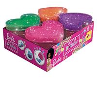 Lisciani, Barbie Glitter Dough Kit de Mode , 4 Pots en forme de cœur, Pâte à modeler avec paillettes, Pack 4 x 100 g - Jeu créatif pour les filles à partir de 3 ans - , 88843