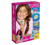 Lisciani - BARBIE - Kit Tatouages Scintillants pour Enfants dès 5 Ans - Tatouages Éphémères et Gemmes Adhésives - Jeu Créatif avec Stickers et Poudre Brillante - Activités Manuelles Losirs Créatifs