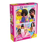 Lisciani - Barbie MaxiFloor - Coffret de 2 Puzzles Enfant - Dès 4 Ans | Puzzle 2 x 60 Pièces - Coloriage au Verso, Second Temps de Jeu - Activité Créative Complète - Format Final au Sol 50 x 35 cm