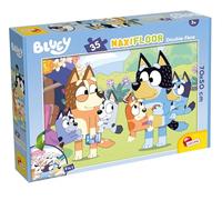 Lisciani - Bluey - MaxiFloor - 35 Pièces - Puzzle pour Enfants dès 4 Ans - Format 70 x 50 cm - Illustration Double Face avec Dos à Colorier - Activité Créative - Coordination Œil Main et Observation
