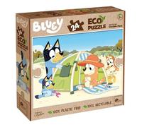 Lisciani - Bluey Officiel - Eco Puzzle Recyclable Certifié FSC - Dès 3 Ans | 24 Pièces avec Double Face à Colorier - Carton Certifié FSC Sans Plastique - Sensibilise à la Durabilité - Format 70 x 50 cm