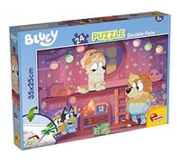 Lisciani - Bluey Officiel - Puzzle 2 en 1 avec Verso à Colorier - Dès 3 Ans | 24 Pièces au Format 35 x 25 cm - Double Face à Assembler - Réflexion, Dextérité, Concentration - Grands Éléments à Manipuler