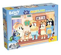 Lisciani - Bluey - Puzzle DF Maxifloor 99580 - Puzzle Double Face 24 Pièces - Scène à Colorier au Dos - Développe Dextérité et Imagination - 50x70 cm - Multicolore - Dès 3 Ans