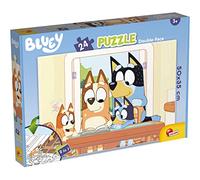 Lisciani - Bluey - Puzzle DF Plus 99566 - Puzzle Double Face 24 Pièces - Scène à Colorier au Dos - Développe Créativité et Coordination - 50x35 cm - Multicolore - Dès 3 Ans