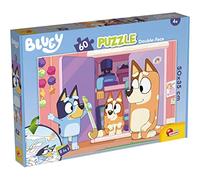 Lisciani - Bluey - Puzzle Double Face 60 Pièces à Colorier - Dès 4 Ans | Puzzle Enfant Bluey et Bingo - Scène à Assembler, Verso à Colorier - Réflexion, Dextérité, Concentration - Format 50 x 35 cm