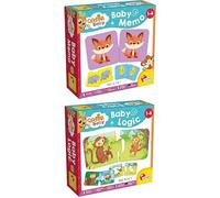 LISCIANI - CAROTINA BABY - LOT 2 JEUX ÉDUCATIFS - 7 Activités pour Enfants 1-4 Ans - Set 4-en-1 Ferme avec Tour d'Équilibre + Logique Bébé 12 Puzzles - Thèmes Animaux et Familles - Apprentissage Ludiq
