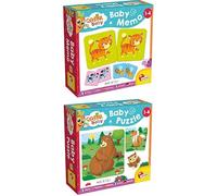 LISCIANI - CAROTINA BABY - LOT 2 JEUX ÉDUCATIFS - Baby Memo Animaux 24 Cartes + Puzzle Bébé Forêt 6x4 Pièces 14x14cm - Jeux de Société, Mémoire et Réflexion - Enfants 1 à 4 Ans