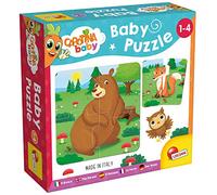 Lisciani - CAROTINA BABY- Puzzle Bébé : Animaux de La Forêt - 6 Puzzles de 4 Pièces Colorées - Pour Enfants de 1 à 4 ans - 14 x 14 Cm - Jeux de Réflexion Éducatifs et Amusants à Découvrir
