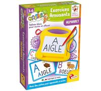 Lisciani - Carotina - Exercices Amusants sur l'Alphabet - Dès 3 Ans | Ardoise Effaçable avec ses Fiches - Coffret Pré-Écriture - Entrée en Maternelle et Repérage - Concentration et Patience