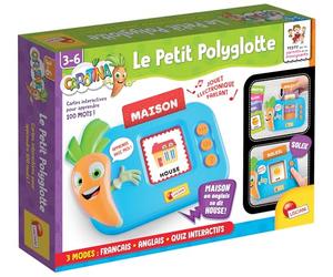 Lisciani - Carotina - Le Petit Polyglotte Jeu Parlant - Dès 3 Ans | Cartes Interactives 100 Mots - Quiz Français Anglais - Lecteur Électronique Fourni - Enrichit le Vocabulaire des Langues