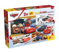 Lisciani - Disney Cars - Coffret de 2 Puzzles 24 Pièces - Dès 3 Ans | Jouet Éducatif Éveil Flash McQueen - Verso à Colorier, Personnalisation Libre - Deux Scènes Différentes - Format 50 x 35 cm