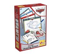 Lisciani - Disney Cars - École de Dessin Format Poche - Dès 3 Ans | Coffret Nomade à Tracer - Ardoises Réutilisables et Feutres Inclus - Geste Guidé Pas à Pas - Rangement Facile en Cartable