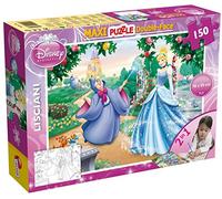 Lisciani - Disney Cendrillon - Maxi Puzzle 150 Pièces au Sol - Dès 5 Ans | Grand Jeu au Sol Réversible - Grands Éléments Faciles à Saisir - Verso à Colorier Librement - Format Final 70 x 50 cm