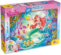 Lisciani - Disney La Petite Sirène Ariel - Puzzle 108 Pièces - Dès 6 Ans | Jouet Éducatif Ariel - Verso à Colorier, Personnalisation Libre - Attention et Créativité - Format Final 50 x 35 cm