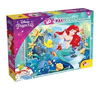 Lisciani - Disney La Petite Sirène - Maxi Puzzle 60 Pièces - Dès 4 Ans | Jeu de Sol Réversible - Dos en Noir et Blanc à Colorier - Coordination, Motricité Fine et Dextérité - Format 70 x 50 cm