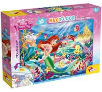 Lisciani - Disney La Petite Sirène - Puzzle 35 Pièces au Sol - Dès 3 Ans | Double Face avec Verso à Colorier - Scène Marine à Recomposer - Observation, Réflexion et Concentration - 4 Feutres Fournis