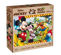 Lisciani - Disney Mickey Mouse - Eco Puzzle 60 Pièces - Dès 4 Ans | Coffret Écoresponsable - Papier Non Couché et Verso à Décorer - Associe Construction et Créativité - Sans Aucun Plastique