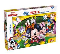 Lisciani - Disney Mickey - Puzzle Double Face 24 Pièces - Dès 3 Ans | Double Face avec Verso à Colorier - Réflexion, Dextérité, Observation et Créativité - Un Côté Illustré - Format 35 x 25 cm