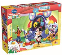 Lisciani - Disney Mickey - Puzzle Double Face 60 Pièces - Dès 4 Ans | Jouet Éducatif Mickey - Verso à Colorier, Second Temps de Jeu - Dessin en Noir et Blanc au Dos - Format Final 50 x 35 cm