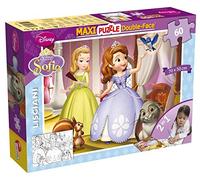 Lisciani - Disney Princesse Sofia - Maxi Puzzle 60 Pièces - Dès 4 Ans | Double Face avec Verso à Colorier - Organiser l'Espace et Sens du Détail - Jouet Éducatif Fille - Format Final 70 x 50 cm