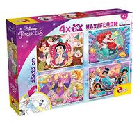 Lisciani - DISNEY PRINCESSES - 4 Puzzles pour Enfants dès 4 ans - 4 x 48 pièces - MaxiFloor 35x25 cm - Puzzles 2 en 1 - Double Face avec Verso à Colorier - Jeux Educatifs Favorisant la Concentration
