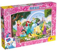Lisciani - Disney Princesses - Puzzle 2 en 1 de 24 Pièces - Dès 3 Ans | Jeu d'Éveil Réversible - Puzzle Double Face 24 Pièces en Carton Épais - Dos à Colorier - Concentration et Observation