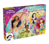 Lisciani - Disney Princesses - Puzzle 24 Pièces à Colorier - Dès 3 Ans | Double Face à Colorier - Princesses Disney dont Pocahontas et Blanche Neige - Ariel et Tiana Réunies - Carton Épais et Solide
