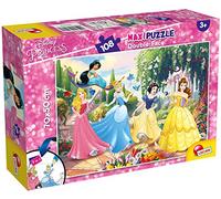 Lisciani - Disney Princesses - Puzzle Géant 108 Pièces 2 en 1 - Dès 3 Ans | Verso à Colorier, Bonus Créatif - Modèle Double Face - Patience, Motricité Fine et Logique - Format Final 70 x 50 cm au Sol