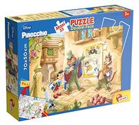 Lisciani - Disney Puzzle Pinocchio - Maxi Puzzle 35 Pièces - Double Face - Verso A Colorier - Jeu Educatif - A partir de 3 ans