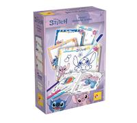 Lisciani - Disney Stitch Pocket Drawing School - Jeu Dessins pour Enfants dès 3 Ans - Activité Pré Écriture & Dessin - Mini Ardoises Effaçables & Feutres - Cahier Activités Format Poche pour Dessiner