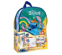 Lisciani Sac à dos Disney Stitch coloriage dès 5 ans – 7 pop-ups, livret, autocollants, 4 marqueurs