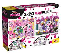 Lisciani - Disney Supermaxi - 2 Puzzles Minnie et Mickey - Dès 3 Ans | Jouet Éducatif Minnie et Mickey - Verso à Colorier sur les Deux Planches - Double Défi de Montage - Format 50 x 35 cm