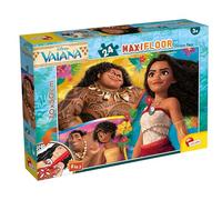 Lisciani - Disney Vaiana Oceania 2 - Puzzle 24 pièces pour Enfants dès 2 Ans - Puzzle Maxi Floor 70 x 50 cm - Double Face Vaiana et Maui - Activité 2 en 1 avec Dessin à Colorier au Verso