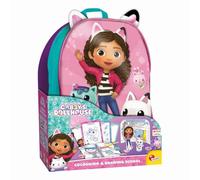 Lisciani - Gabby et la Maison Magique - Sac à Dos École Dessin - Dès 4 Ans | Avec Feutres, Crayons de Couleur et Pages à Colorier - Activité Manuelle Complète - Port au Dos - Univers Gabby Illustré