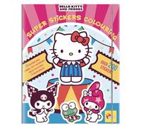 Lisciani - Hello Kitty and Friends - Super Stickers Livre de Coloriage pour Enfants Dès 5 Ans - Kit Créatif avec 20 Pages, 4 Feutres et 200 Autocollants - Activité Manuelle sans Écran