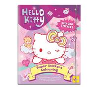 Lisciani - Hello Kitty - Livre de Coloriage et Stickers - Dès 5 Ans | Carnet 20 Pages, 200 Stickers Puffy - Holographiques et Paillettes - Set Coloriage 4 Feutres - Imagination Créative