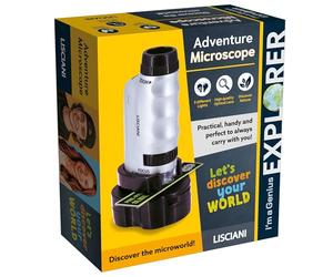 Lisciani - I'm a Genius - Kit Découverte du Micro Monde - Dès 7 Ans | Microscope Portable de Haute Qualité - Lames de Verre et Outils Fournis - Manuel Illustré - Concentration et Patience