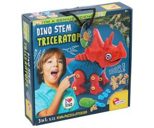 Lisciani - I'm a Genius Science - Tricératops à Assembler - Dès 5 Ans | Grand Dinosaure à Assembler - Jeu de Construction Guidé - Puzzles et Stickers Inclus - Jeu Éducatif et Scientifique