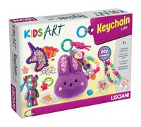 Lisciani - Kids Art - DIY Porte-clés Set de bricolage avec paillettes à | Porte-clés DIY - Kit de bricolage - Licorne, peluche et paillettes - 4 projets créatifs - Perles et breloques - À partir de 7