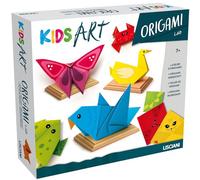 Lisciani - Kids Art Origami Lab - Kit de Pliage Papier - Dès 7 Ans | 105 Feuilles Origami Colorées - Manuel Illustré avec Instructions - Pliage Guidé Pas à Pas - 4 Supports en Bois pour Exposer