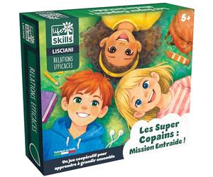 Lisciani - Life Skills - Les Super Copains Jeu Coopératif - Dès 5 Ans | Mission Entraide - Parcours et Activités Bien Illustrées - Émotions, Coopération, Communication - 49 Cartes et 6 Personnages