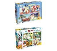 LISCIANI - LOT 2 Puzzles Double Face - Bluey MAXIFLOOR 100354 + Disney Classiques 91737-4x48 Pièces Chacun - Verso à Colorier - Jeux Éducatifs Enfants 3-4+ Ans - Format Sol et Table