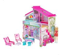 Lisciani – Maison de poupée Barbie Villa de Vacances – Carton à assembler et décorer, dès 4 ans