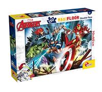 Lisciani - Marvel Avengers - MaxiFloor Puzzle 150 Pièces - Dès 6 Ans | Double Face avec Verso à Colorier - Créativité et Persévérance - Grande Scène de Super-Héros - Format Final au Sol 70 x 50 cm