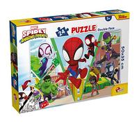 LISCIANI - MARVEL - Puzzle 2 en 1 - Spidey & Amazing Friends - 24 pièces - Pour Enfants dès 3 Ans - 50x35 cm - Puzzle Double Face - Verso à Colorier - Jeu Educatif
