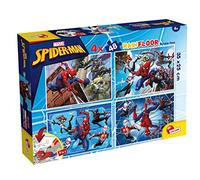 Lisciani - Marvel Spider-Man - Coffret de 4 Puzzles 48 Pièces - Dès 4 Ans | Jeux Éducatifs MaxiFloor - Double Face avec Verso à Colorier - Réflexion et Patience - 48 Pièces par Image en 35 x 25 cm